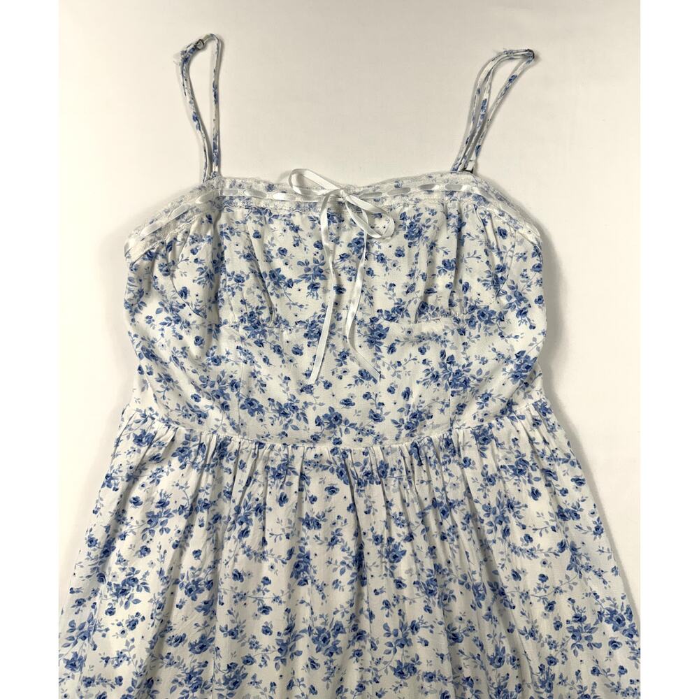 Aeropostale Blue Floral Mini Dress spaghetti straps Sz M - Picture 3 of 11